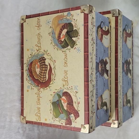 Set of 2 Christmas Snowmen Nesting Boxes - Picture 2 of 9